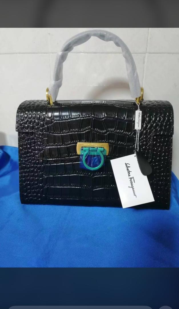 Black leather Ferragamor bag